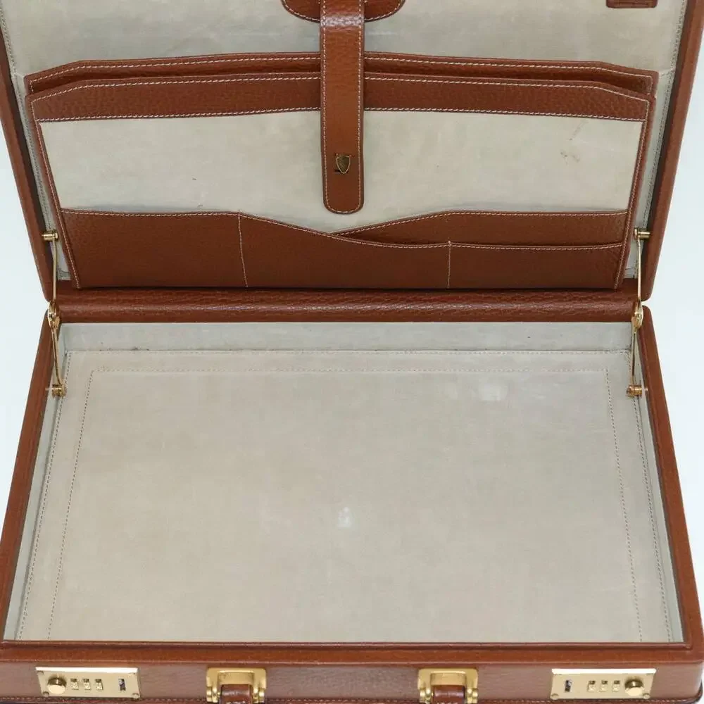 LOEWE Anagram Attache Case Trunk Leather Brown Gold